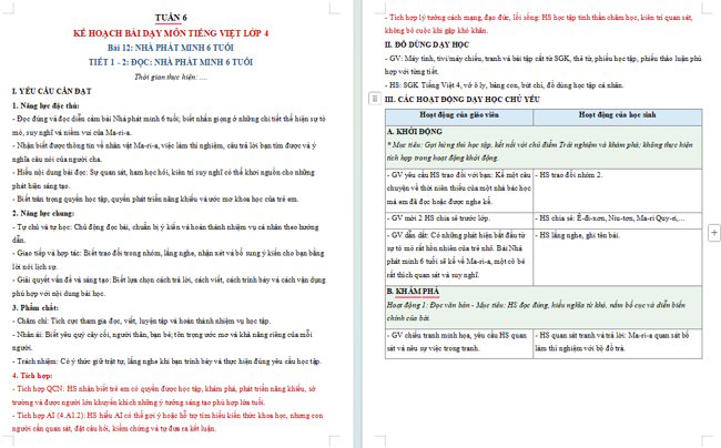 Giáo án tích hợp NLS, AI Tiếng Việt 4 Bài 12