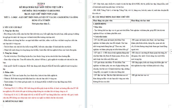 Giáo án tích hợp NLS, AI Tiếng Việt 4 Bài 15