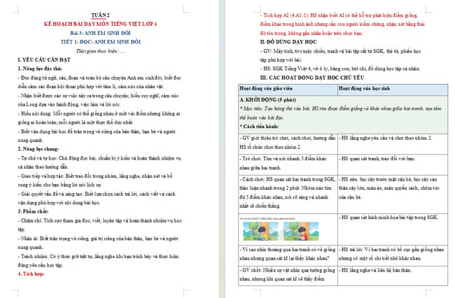 Giáo án tích hợp NLS, AI Tiếng Việt 4 Bài 3