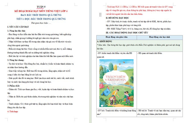 Giáo án tích hợp NLS, AI Tiếng Việt 4 Bài 9
