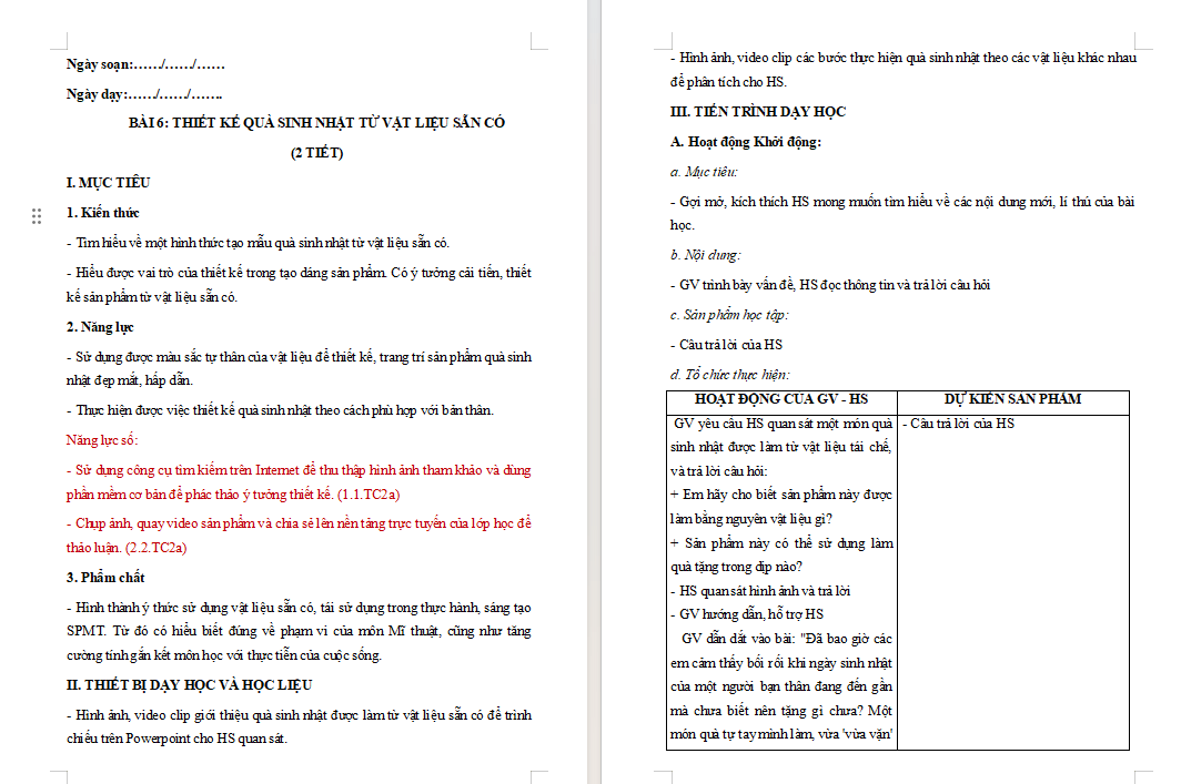 Giáo án Mĩ thuật 8 Bài 6 tích hợp Năng lực số