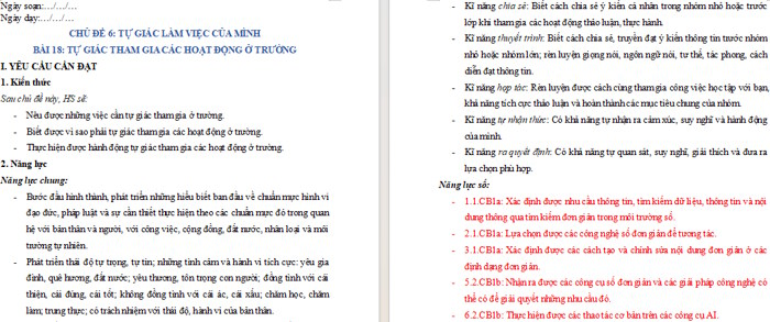 Giáo án tích hợp NLS Đạo đức 1 Bài 18: Tự giác tham gia các hoạt động ở trường