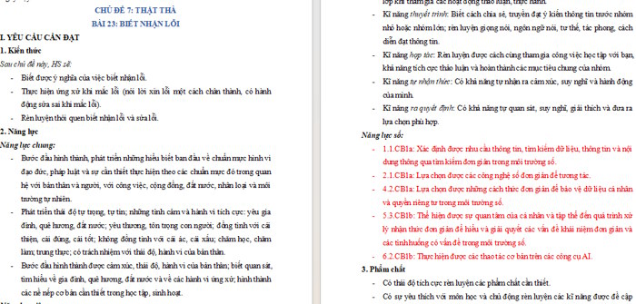 Giáo án tích hợp NLS Đạo đức 1 Bài 23 (3 cột)
