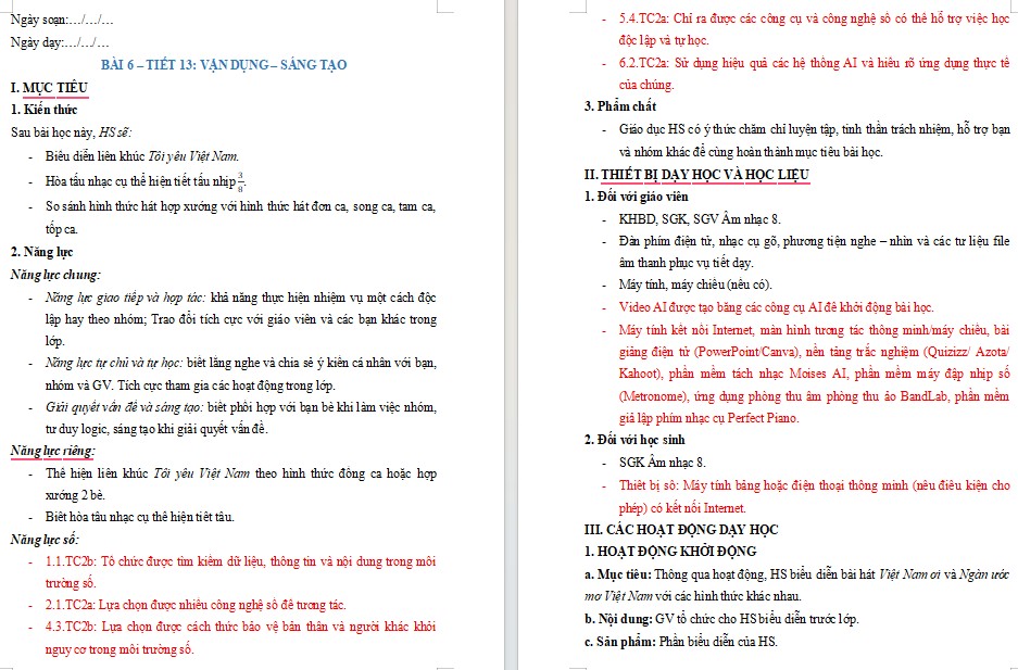 Tải giáo án tích hợp năng lực số Âm nhạc 8 Tiết 13